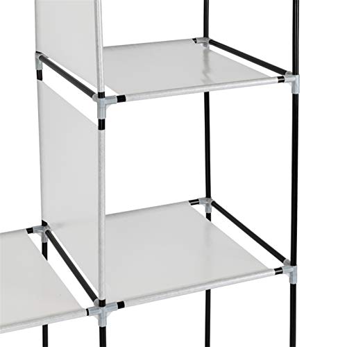 Portable Closet with Cover and Shelves 71" Freestanding Wardrobe Clothes Rack Storage Organizer Heavy Duty Steel Frame Garment Rack for Bedroom Dorm Apartment Black