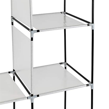 Portable Closet with Cover and Shelves 71" Freestanding Wardrobe Clothes Rack Storage Organizer Heavy Duty Steel Frame Garment Rack for Bedroom Dorm Apartment Black