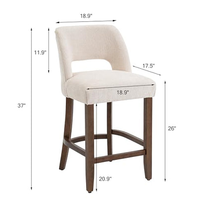 VKNOW Bar Stools Set of 6, 26" Fabric Counter Height Bar Stools, Beige | Modern Upholstered Counter Stools with Rubberwood Legs for Kitchen Island Dining Room Bar - color: Beige, size: Set of 6