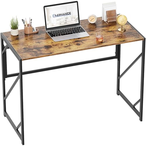 Elephance Folding Desk Writing Computer Desk for Home Office No-Assembly | Study Office Desk,Foldable Table for Small Spaces,31.5 Inch,Rustic Brown - color: Rustic Brown, size: 31.5 Inch
