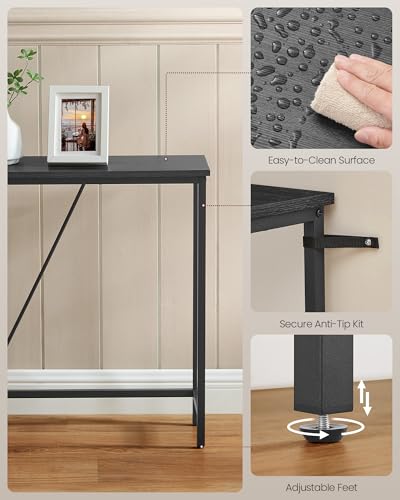 VASAGLE Console Sofa Table, Narrow Entryway Table, for Living Room, Bedroom, Easy Assembly, Charcoal Gray and Ink Black ULNT020B04 - color: Charcoal Gray + Ink Black, size: 9.1"D x 47.2"W x 29.1"H