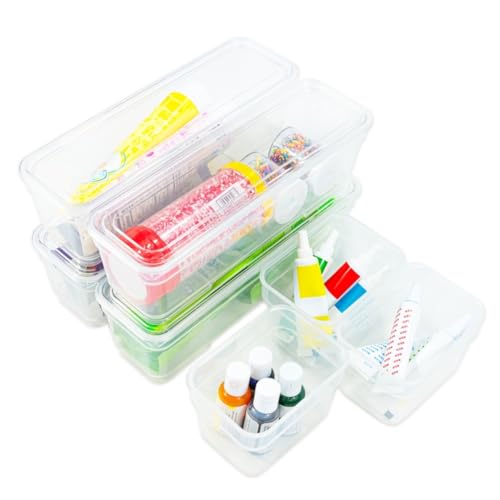 AB Designs 8-Pack Storage Bins with Lids, 4 Long and 4 Small, Clear - size: 4 Long & 4 Small