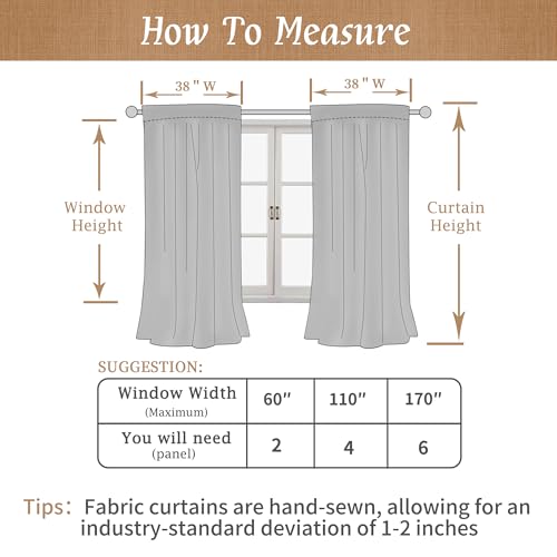 Oatmeal Linen 100% Blackout Window Curtains for Bedroom 45 Inch | Linen Textured, Thermal Farmhouse Curtains, Rod Pocket Back Tab, Window Drapes, with White Liner, 2 Panels, 38 x 45 Inch - color: Oatmeal, size: 38"W x 45"L (Pack of 2)