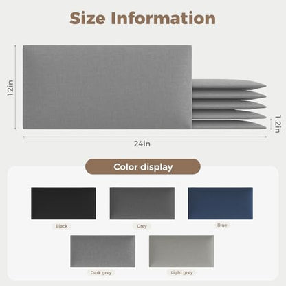 Minimalist Gray Removable Linen Headboard 24x12 Inch 6-Panel Kit - Lightweight Linen Panels for Queen Beds, Renters-Friendly Design - color: Linen -Grey