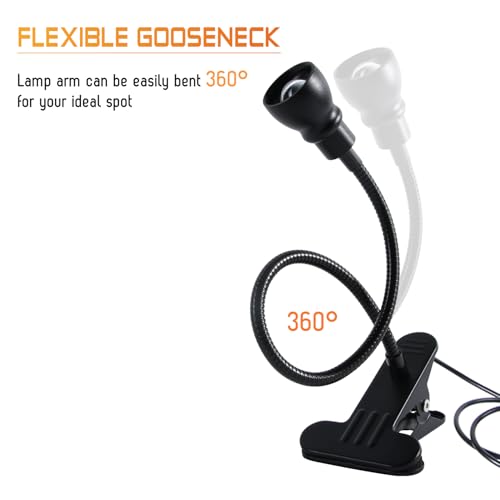 Zoomable Clip on Light, Clamp Reading Light for Dorm Bed Headboard, Dimmable Spotlight with 3 Color Temperature Options, 10 Dimmable Brightness Levels, Adjustable Beam Angle - color: Black