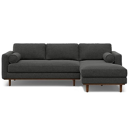 SIMPLIHOME Morrison Sofa and Ottoman 2-Piece Set in Charcoal Grey - color: Charcoal Grey, style: Right Sectional Sofa