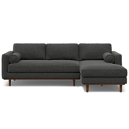 SIMPLIHOME Morrison Sofa and Ottoman 2-Piece Set in Charcoal Grey - color: Charcoal Grey, style: Right Sectional Sofa