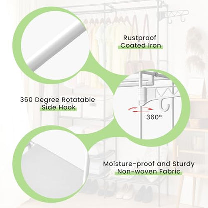 Clothing Rack, Heavy Duty Clothes Rack, 3-in-1 Garment Rack for Hanging Clothes, Freestanding Closet Organizers with Storage Shelves, Clothes Rack for Bedroom, Hallway, Entryway, White - size: White 14.2"D x 42.1"W x 66.1"H