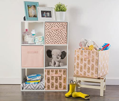 DII Woven Polyester Storage Bin, Polka Dot, Pink & Gold, Small Set of 4 - color: Pink & Gold, size: Small Set of 4, 11x11x11" Cube