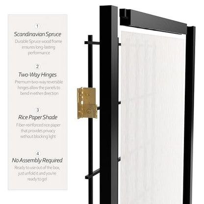 4 ft. Short Window Pane Shoji Screen - Black - 4 Panels - color: Black, size: 4 Panels