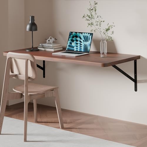 Floating Wall Desk for Home Office,Wall Mounted Table with Pine Wood,48 Inch Workbench for Garage,Work Table with Heavy Duty Brackets for Kitchen,Dining,Laundry,Floating Shelf for Wall - size: 48 Inch