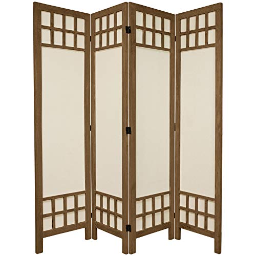 Red Lantern 5 1/2 ft. Tall Window Pane Fabric Room Divider - Burnt Grey - 4 Panel - color: Burnt Gray, size: 4 Panel