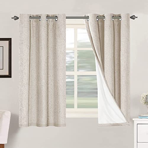 H.VERSAILTEX Primitive Linen Curtains 100% Blackout Curtain Drapes Burlap Curtains with White Thermal Insulated Liner, Grommet Top Drapes Living Room/Bedroom (2 Panels, 42 x 54 Inch, Natural) - color: Natural, size: 42"W x 54"L (Pack of 2)