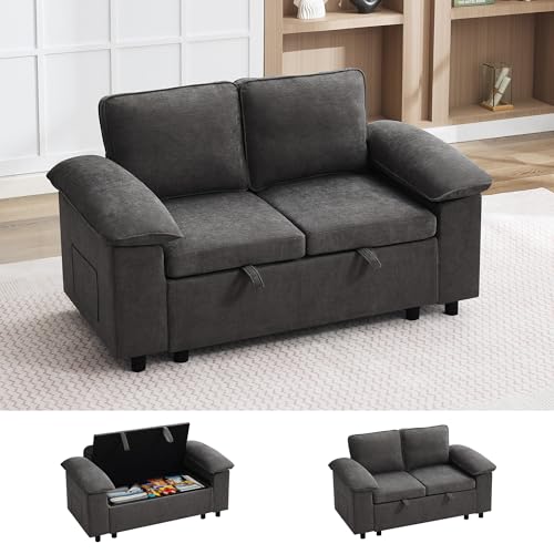 WUTUTUEE 58" Modular Sectional Loveseat Couch with Storage, Modern 2 Seater Sofa, Chenille Modular Sectional Love seat Couches for Living Room, Bedroom, Office, Small Apartment, Dark Grey - color: Dark Grey, size: 2 seat sofa