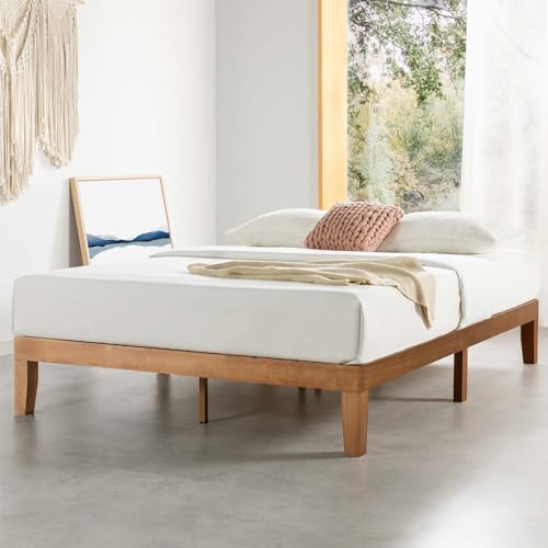Mellow Naturalista Classic - 12 Inch Solid Wood Platform Bed with Wooden Slats, No Box Spring Needed, Easy Assembly, Queen, Pine - color: Natural Pine, size: Queen, style: 12 Inch