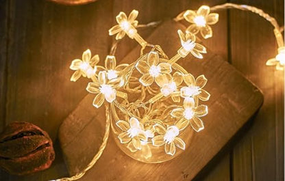 Flower String Lights Plug in, WFGGEH 10ft 20 LED Warm White Cherry Blossom Fairy String Lights for Party Birthday Wedding Christmas Home Decoration