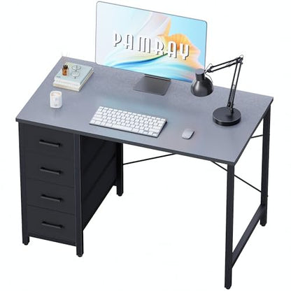 Pamray 32 Inch Computer Desk with 4 Drawers Small Office Desk for Home Bedroom Study Writing Simple Modern Computer Table Grey - color: Grey