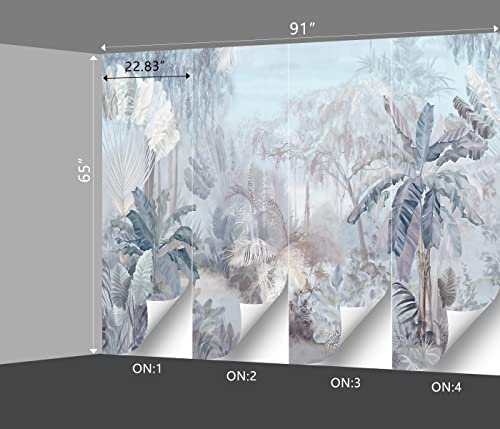 Tropical Botanical Wallpaper Woodland Forest Tree Bedroom Banana Leaf Plant murals Aesthetic Room Decor Living Room tv Background Large wall Mural - 91"x65" Not Peel and Stick - color: B029, size: 91"x65"