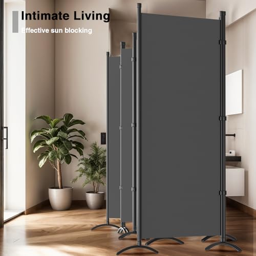 Room Divider-Folding Privacy Screens, 6 ft Partition Room Dividers Wall for Separation, Home, Office, Classroom, Studio (Grey, 8 Panel) - color: Grey, size: 8 Panel