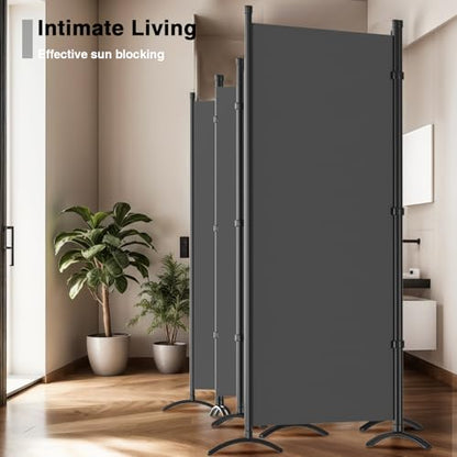 Room Divider-Folding Privacy Screens, 6 ft Partition Room Dividers Wall for Separation, Home, Office, Classroom, Studio (Grey, 8 Panel) - color: Grey, size: 8 Panel