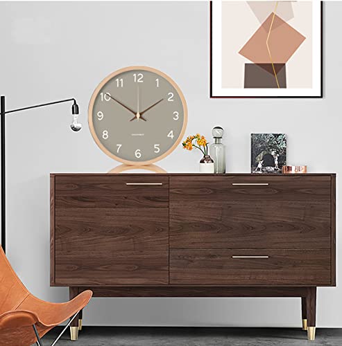 Maxspace Table Clock - 8 Inch Silent Non-Ticking Wooden Timepiece Desk Clock Perfect for Living Room Office Bedroom Decor（Grey）