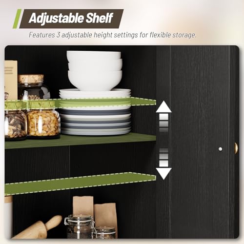 Kitchen Island with Storage, Rolling Kitchen Table with Drop Leaf, Charging Station, 3 Open Adjustable Shelf & Drawer, Towel Rack, Mobile Kitchen Cart for Dining Room, Black and Natural - color: Black + Natural