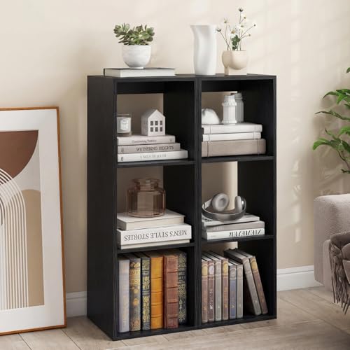 GIANTEX 3-Cube Bookcase, Cubby Bookshelf w/Back Guardrail & Anti-Tipping Kits, 4-Tier Freestanding Storage Organizer with Shelves, Open Back Display Rack for Living Room, Study - color: Black, size: 3-Cube