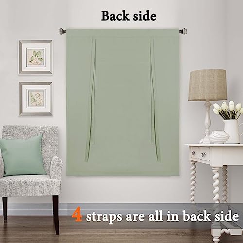 H.VERSAILTEX Solid Blackout Curtain Energy Efficient Tie Up Shades Rod Pocket Panel for Kitchen (Light Sage, 42W x 63L, One Panel) - color: Light Sage