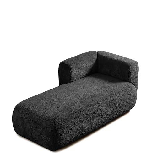 ERYE Boucle Upholstered Left Facing Chaise Lounge Indoor for Living Room Bedroom,Comfy Single Chaise Lounge Modern Leisure Recliner Sleeper Sofa Daybed, Easy Assemble - color: Black/Left