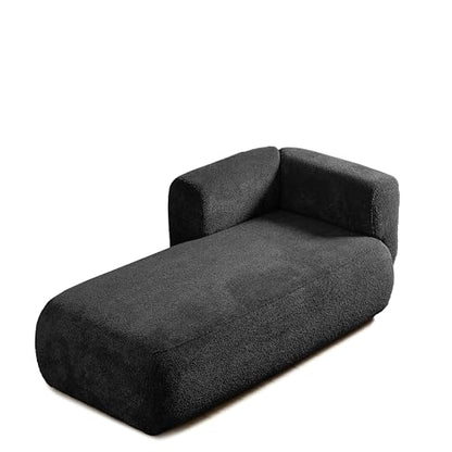 ERYE Boucle Upholstered Left Facing Chaise Lounge Indoor for Living Room Bedroom,Comfy Single Chaise Lounge Modern Leisure Recliner Sleeper Sofa Daybed, Easy Assemble - color: Black/Left