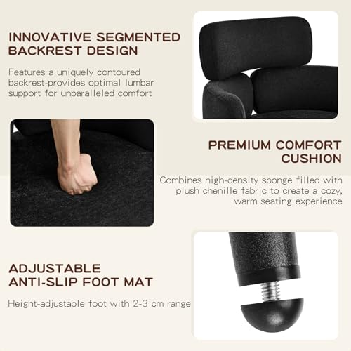 Accent Dining Chair with Arms, Modern Upholstered Side Chair with Soft Fabric Black Metal Legs, Comfy Spacious Seat & Back for Dining Room/Living Room/Bedroom, Black - color: Black, size: Set of 1