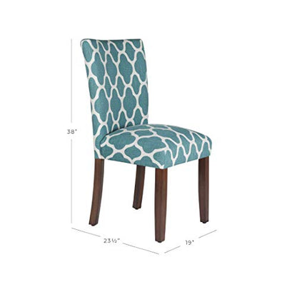 HomePop Parsons Classic Upholstered Accent Dining Chair, Set of 2, Teal and Cream Geometric - color: Teal and Cream, style: Pack of 2