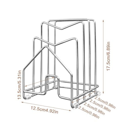 2 Pack Pot Lid Organizer Cutting Board Holder Inside Cabinet 304 Stainless Steel Pots and Pan Organizer Under Cabinet Pot Cover Cookie Sheet Bakeware Serving Tray Cooling Rack Stand Kitchen Countertop - color: 2 Packs Silver