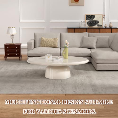 Handmade Round Pedestal Coffee Table (A) | Modern White Round Pedestal Coffee Table, Minimalist Circle Center Table for Living Room & Apartment - size: A