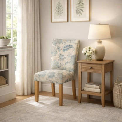HomePop Parsons Classic Upholstered Accent Dining Chair, Set of 2, Blue Jacobean - color: Blue Jacobean, style: Pack of 2