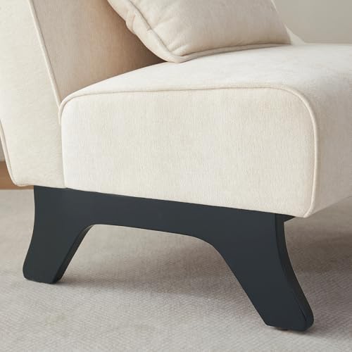 Armless Accent Chair Comfy Upholstered Modern Living Room Side Chair | Comfy Small Accent Lounge Chair with Pillow & Wooden Legs Accent Chair for Living Room Bedroom Farmhouse Reading Beige - color: Beige