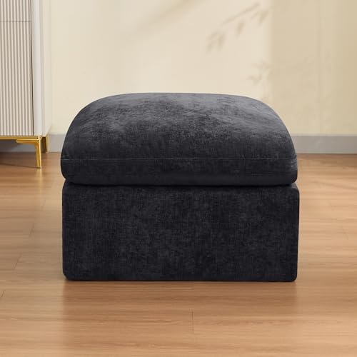 WUTUTUEE 33.5'' Cloud Ottoman for Modular Sofa, Comfy Chenille Upholstered Footrest with Memory Foam, Fully Compressed Packaging, Oversized Ottoman Bench for Living Room or Small Space, Dark - color: Dark, size: 33.5"/Ottoman