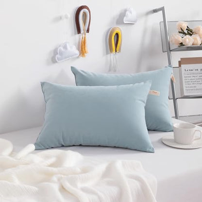 NTBAY Toddler Pillows, Set of 2, 13"x18", Sea Green | Soft Microfiber Toddler Pillows with Down-Alternative Fill, 2 Pack 13 x 18 Inch Pillows for Beds, Daycare, and Travel - color: Sea Green, size: 13"x18"