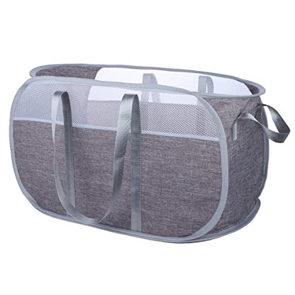 Pop Up Laundry Hamper，with Durable Handles collapsible laundry basket，Easy to Open and Fold for college Dorm,kids room，travel (Gray)… - color: Gray