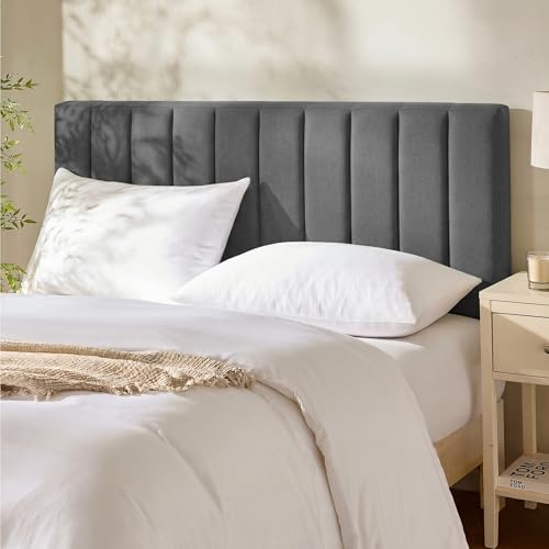 Nestl Upholstered King Headboard - Easy Assemble Channel Stitched Headboard King Size Bed - Wall Mounted Headboards with 3D Soundproof Wall Panels Peel & Stick Floating Headboards, Grey - color: 05-grey, size: King