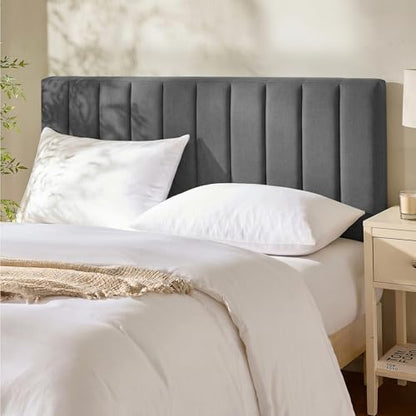 Nestl Upholstered Queen Headboard - Easy Assemble Channel Stitched Headboard Queen Size - Wall Mounted Headboards with 3D Soundproof Wall Panels Peel & Stick Floating Headboards, Grey - color: 05-grey, size: Queen