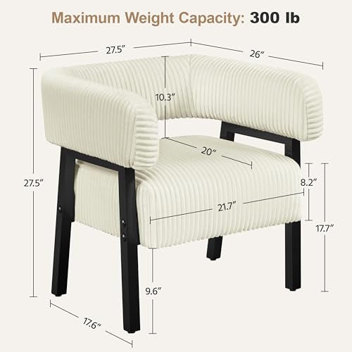 Yaheetech Accent Living Room Chair with Pocket Coiled Seat Set of 1 | Sofa Armchair | Barrel Chair | Corduroy | Comfy | Modern | Small Space | Bedroom | Reading | Beige - color: Beige