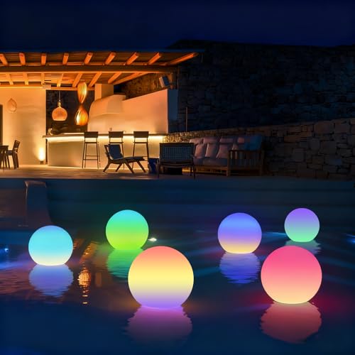 LOFTEK Floating Pool Lights, 3-Inch Rechargeable LED Balls, Color Changing Glowing Orb Sphere with Remote, 16 Color Orb Light for Indoor, Outdoor, Pool, Pond, Bathroom, Patio Decor, Gift (6 Pack) - size: 3-inch 6pack