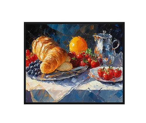 Breakfast Still Life Art Print Poster, Wall Art Painting Decor. Paint Splash Style Artwork. (Breakfast Still Life, 16x20 inches (Unframed)) - color: Breakfast Still life, size: 20"L x 16"W