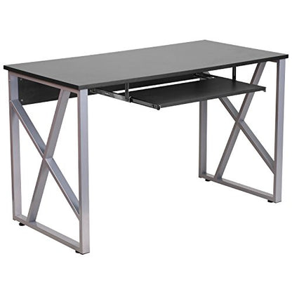EMMA + OLIVER Black Home Office Desk | Cross-Brace Frame