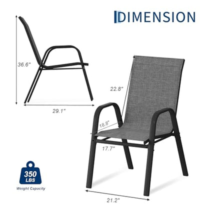 Garvee Patio Chairs Set of 4, Stackable Chairs with High Back for Backyard | All-Weather Outdoor Dining Chairs with Textilene Fabric (Grey) - color: Grey