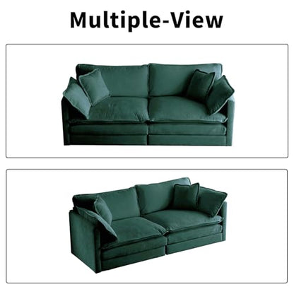 76.7” Oversized Green Loveseat Sofa, 2 Seater Large Sectional Couches for Living Room, Chenille Fabric Modular Sectional Sofa, Deep Seat Home Sofas Set, Love Seat Couches - color: Green, size: 2 Seater
