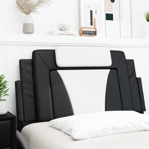 Wall Mounted Headboard Cushion, 39.4 Inch Rectangular Faux Leather Padded Backrest for Bed, Modern Headboard Pillow for Bedroom Reading and Relaxing, Black and White - color: Black and White