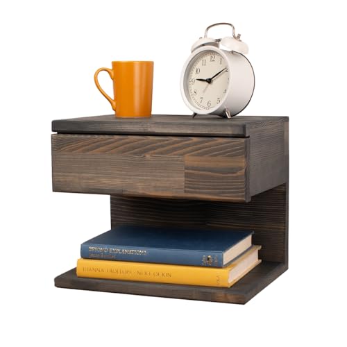 Floating Nightstand Side Accent or End Table with Storage Drawer, Wood Bedside Shelf, Handmade Floating Table (Nairobi) - color: Nairobi