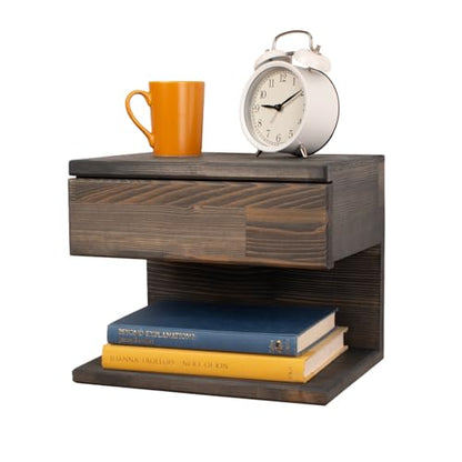 Floating Nightstand Side Accent or End Table with Storage Drawer, Wood Bedside Shelf, Handmade Floating Table (Nairobi) - color: Nairobi